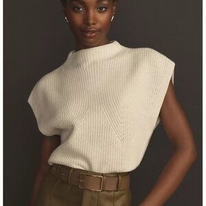 MAEVE by ANTHROPOLOGIE Mock-Neck Muscle Crop Sleeveless Sweater